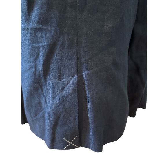 Talbots Piped Linen Blazer Navy Blue 12 - Picture 6 of 8